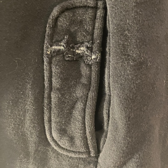 Black Billabong sweatshirt-material button-up hoodie. Wooden buttons, Size M - Picture 7 of 8